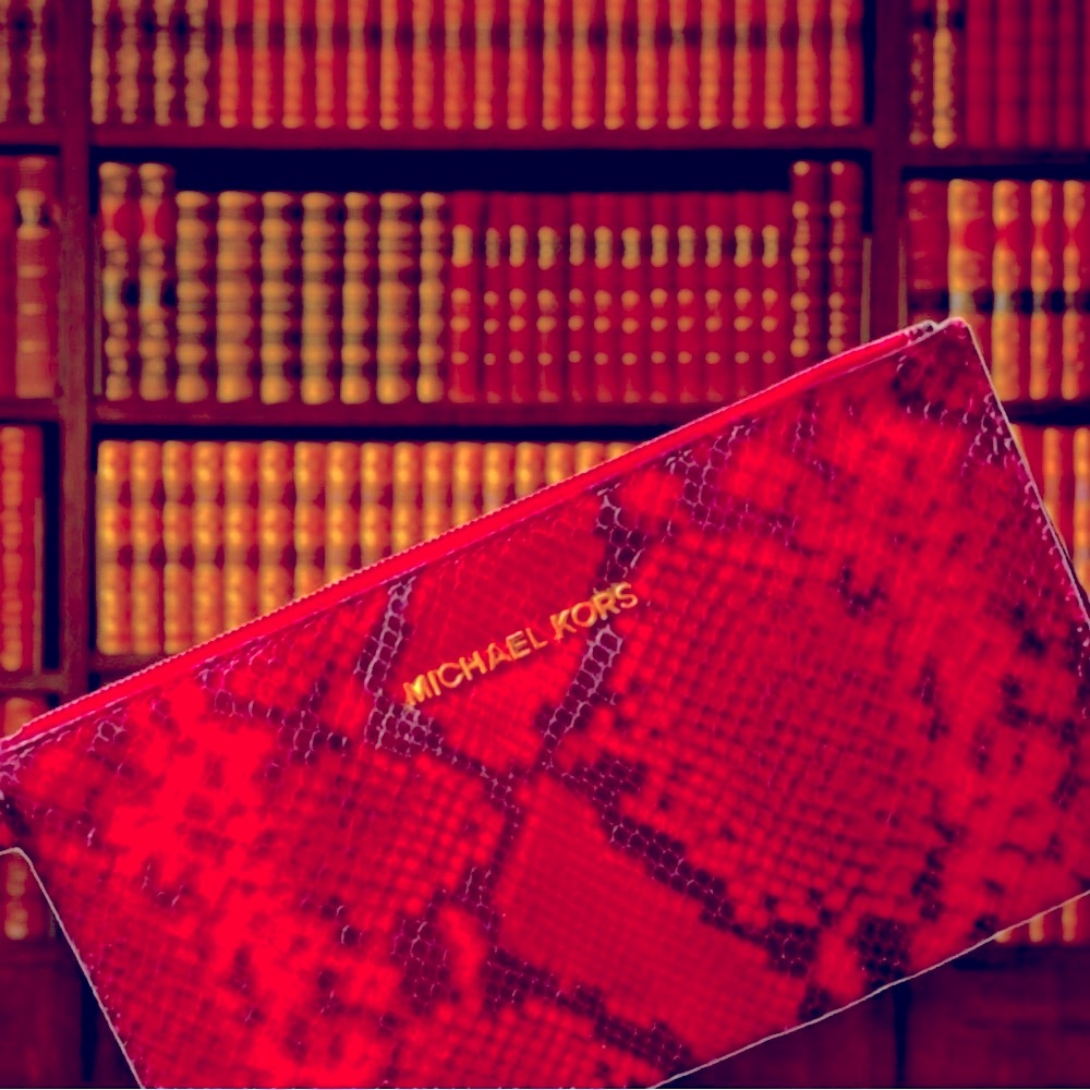 Michael Kors Red Python Embossed Wristlet - image 1